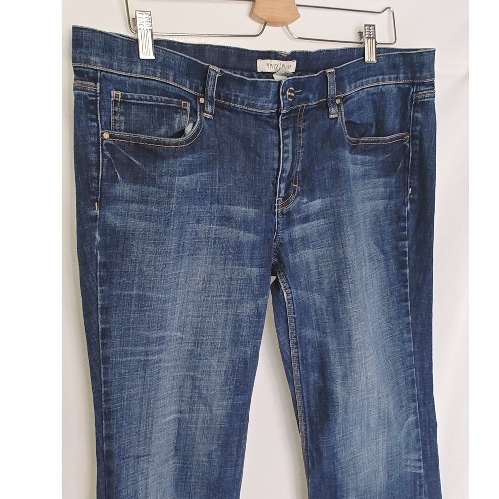 White House Black Market Noir Bootcut Jeans Blue Beaded Bling Pocket 14 - Picture 3 of 9
